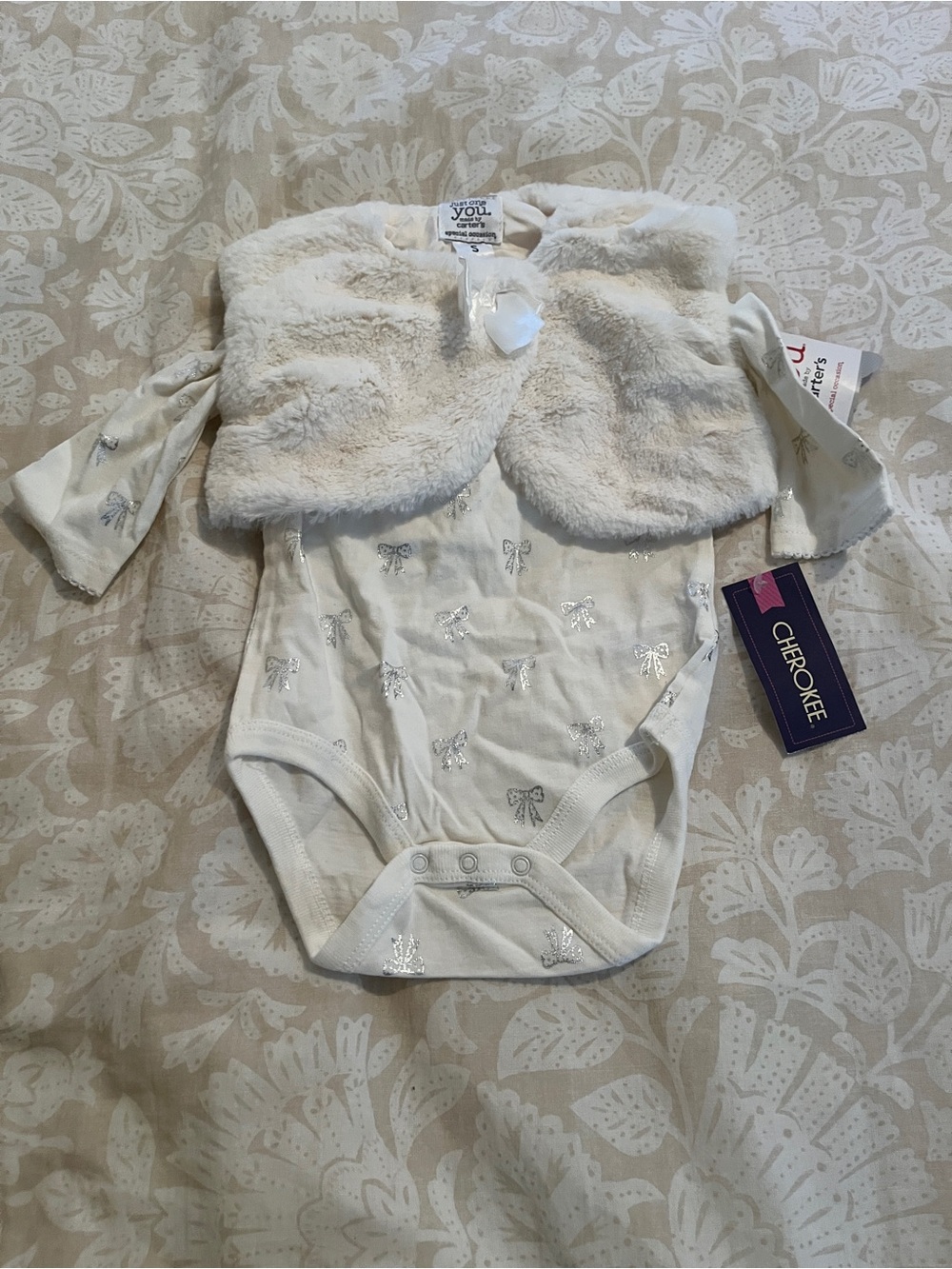Cherokee Cream Baby Bodysuit with Plush Bolero